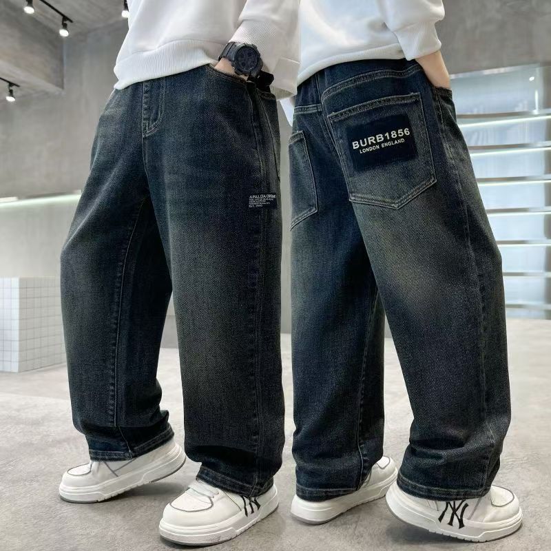 男童加绒牛仔裤秋冬季2025新款儿童装男孩痞帅气加厚一体绒裤子潮 - 图2