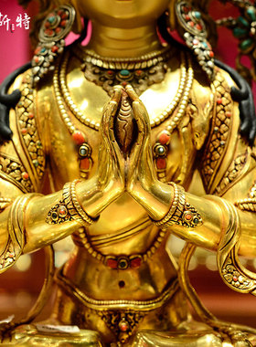 释迦族手工制作四臂观音铜像