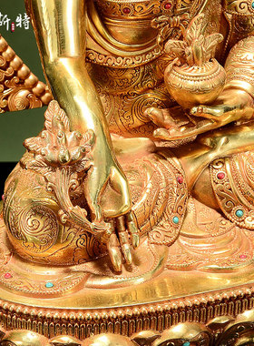 精工药师佛全鎏金铜像摆件