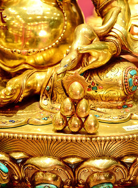 释迦族手工制作黄财神铜像