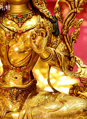 尼泊尔进口绿度母铜像