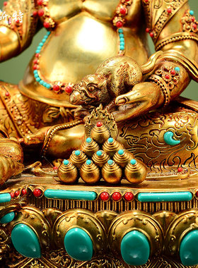 全鎏金黄财神铜像摆件