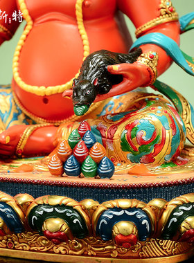 欧斯特彩绘《黄财神》精工铜雕室内家用《五姓财神》铜像摆件