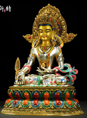 鎏金鎏银地藏王铜像摆件