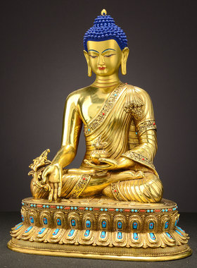 全鎏金药师佛铜像摆件