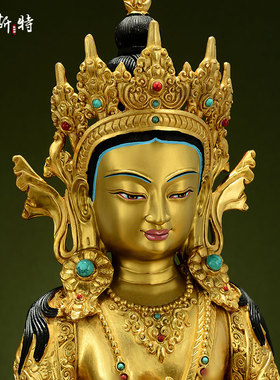 全鎏金长寿佛铜像15寸