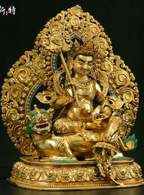 全鎏金财宝天王铜像摆件