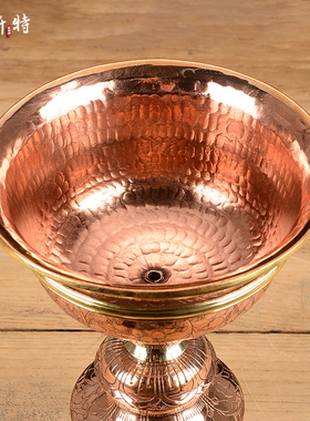 欧斯特酥油高脚紫铜鎏金烛台