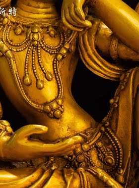 铜中式客厅鎏金做旧七寸自在观音