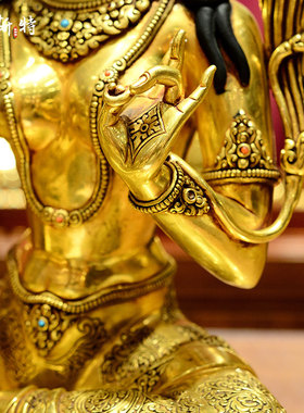 释迦族手工制作绿度母铜像