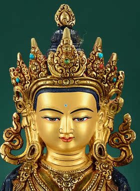 欧斯特尼泊尔全鎏金铜像摆件