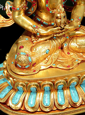 彩珠镶嵌常寿佛铜像摆件