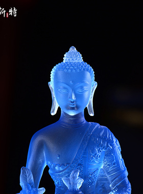药师佛 b三世佛家居饰品定制精美居家琉璃玄关摆件 3寸家居摆件