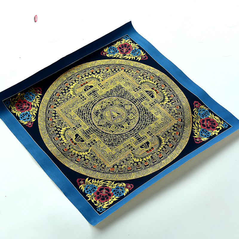 尼泊尔进口八吉祥坛城手绘唐卡室内家用矿物颜料画心装饰挂画像,淘宝优惠券,粉丝福利购,淘宝优惠卷