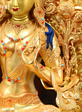 全鎏金白度母铜像摆件