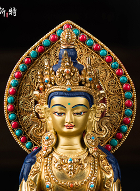 欧斯特尼泊尔手工鎏金铜像摆件