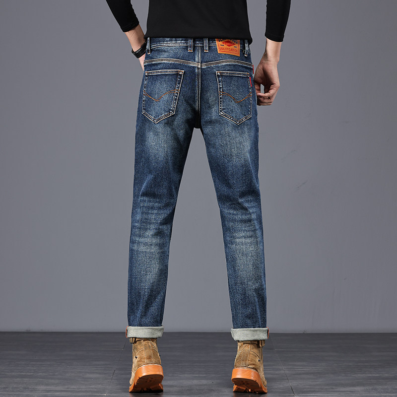 复古水洗蓝牛仔裤男九分裤弹力厚款高端丹宁秋冬美式商务休闲长裤,淘宝优惠券,粉丝福利购,淘宝优惠卷