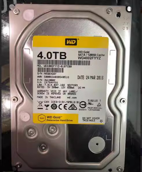 全新WD/西部WD4002FYYZ 4TB SATA 3.5台式机硬盘128M企业级金盘-图1