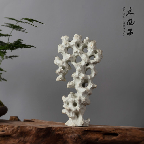 手工太湖石新中式陶瓷假山书房样板间客厅家居禅意招财创意摆件 - 图1