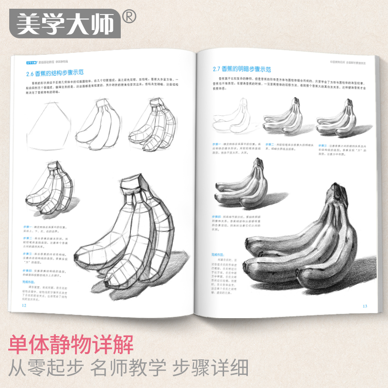 4册素描基础入门教程零基础入门初学临摹教材书籍石膏几何体单体静物结构人物头像绘画画册儿童美术技法自学教材教学美学大师-图2