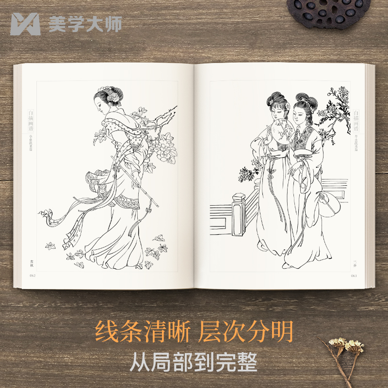 白描画谱人物篇 中国历代线描工笔画册仕女图谱初学者入门自学教程美术教材成人手绘古代仕女人物画大全白描底稿人物临摹绘画 - 图3