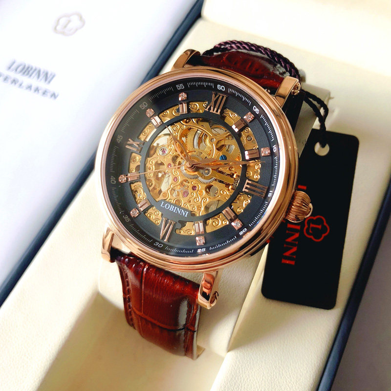 罗宾尼男士全自动防水时尚机械表 lobinni蜂鸟国产腕表