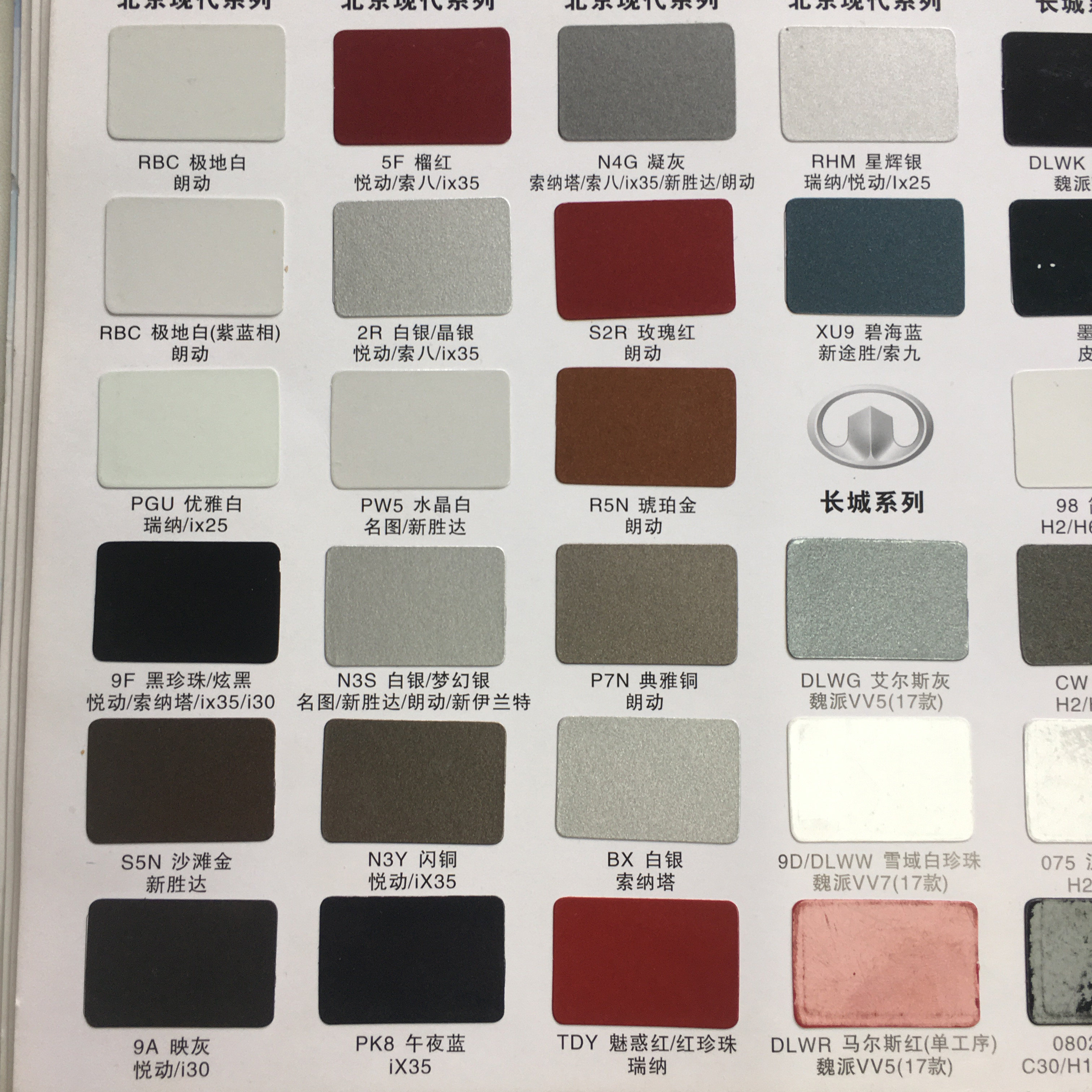 现代极地白色水晶银黑珍珠优雅白魅惑红闪铜映灰榴红汽车成品油漆_虎窝淘