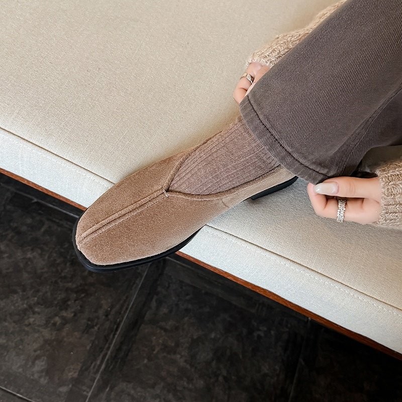 1.5cm方头平底橡胶2026早春新款深口单鞋简约低跟一脚蹬日常单鞋,淘宝优惠券,粉丝福利购,淘宝优惠卷