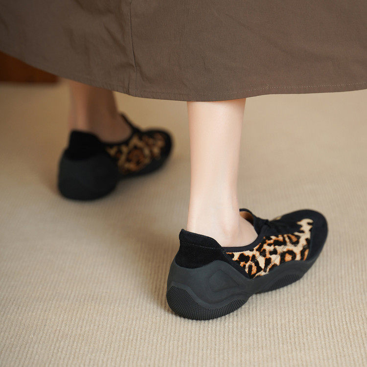 3cm真皮豹纹德训鞋女2026新款系带平底单鞋软底马毛羊皮休闲女鞋,淘宝优惠券,粉丝福利购,淘宝优惠卷