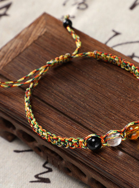 端午节本命年红绳单圈情侣民族风五彩绳手链招财纳福