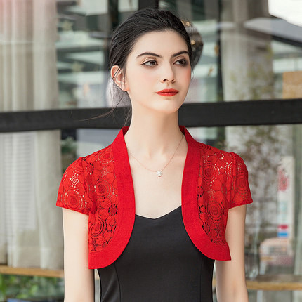 2023夏女百搭薄短款蕾丝新小披肩 olnvcx短外套