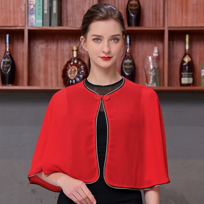 2021新款雪纺小披肩斗篷外搭薄旗袍 olnvcx短外套