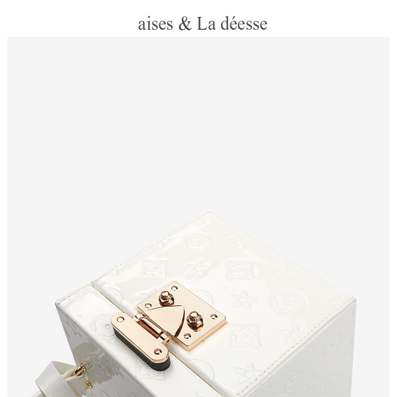 撞色2019春季新款盒子包锁扣女包 爱瑟斯女士包袋