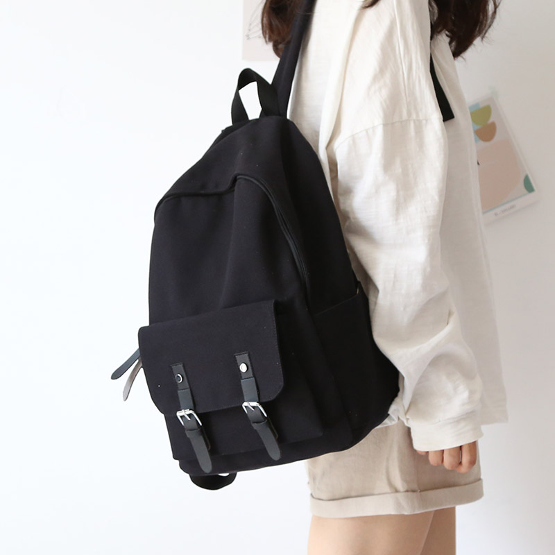 新品 日系学院帆布双肩包女书包简约纯色大学生背包女双肩百搭 NR 新品 日系学院帆布双肩包女书包简约纯色大学生背包女双肩百搭 NR