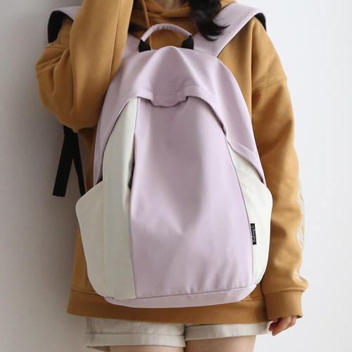 NR轻便大容量双肩包女撞色书包初中女生大学生男休闲旅行双肩背包 - 图0