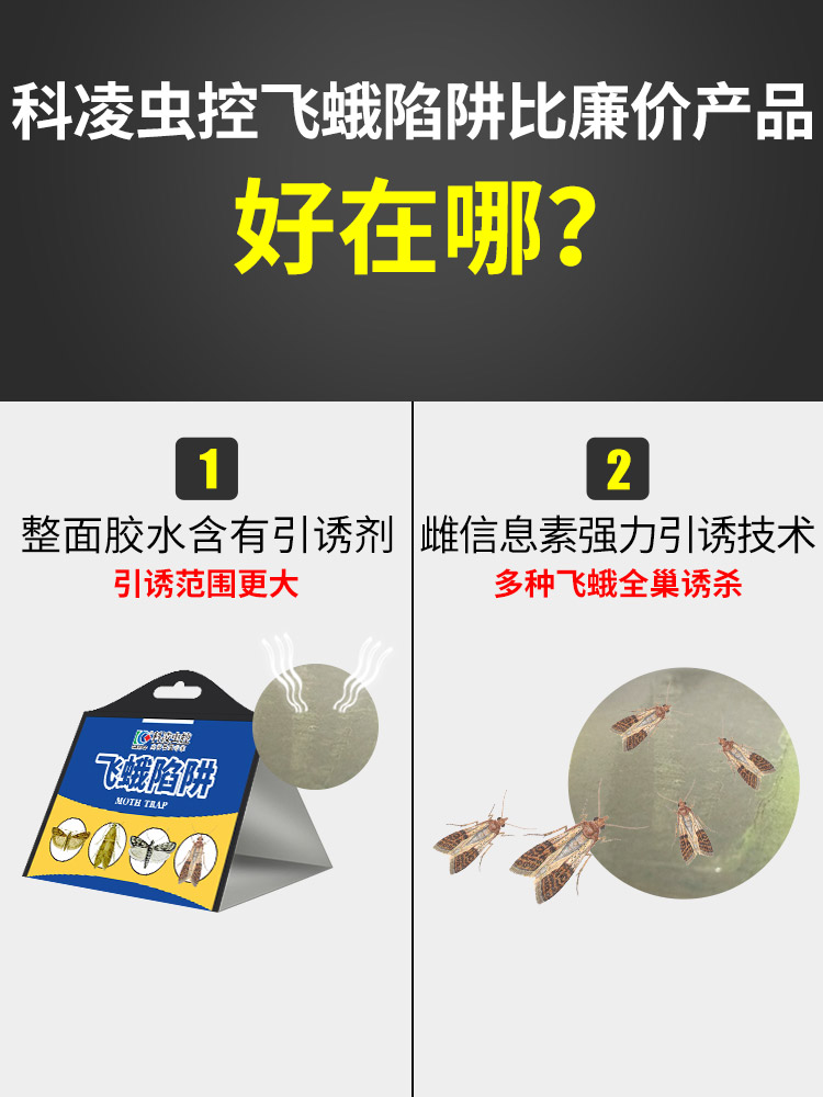 科凌虫控灭飞蛾米虫捕捉器杀蛾蚋小飞虫蛾子贴米面蛾诱捕器2片装-图0