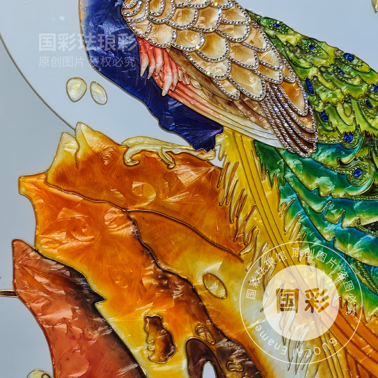 纯手绘珐琅彩画孔雀牡丹花客厅玄关装饰画新中式轻奢高档走廊挂画,淘宝优惠券,粉丝福利购,淘宝优惠卷