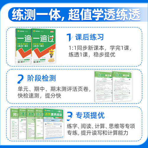 【冀教版】2026春小学一遍过人教版一二三年级四五六年级下册上册语文数学英语全套课堂同步训练练习册作业本天天练冀教 - 图0