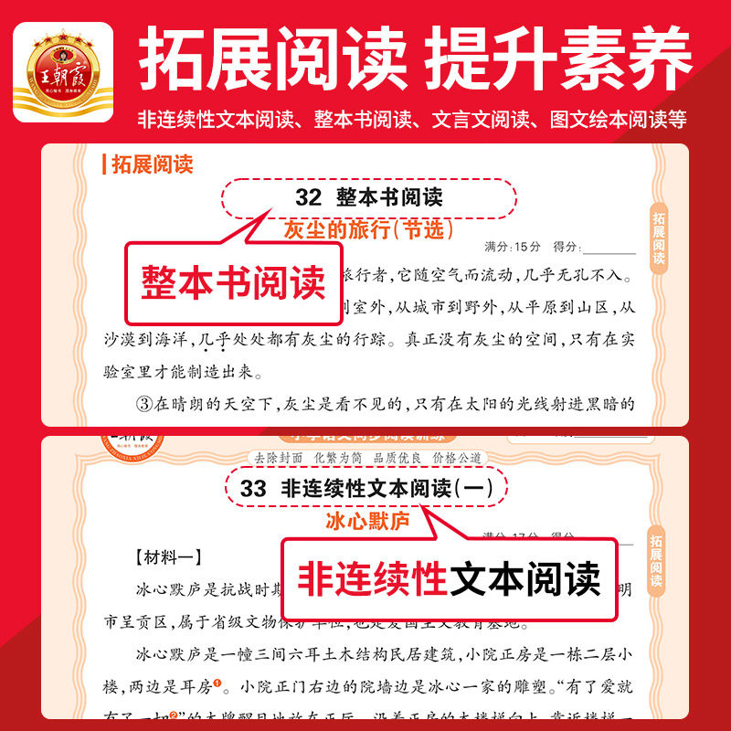 2025新版王朝霞同步阅读训练练字帖活页阅读理解一二三四五六年级下上册语文专项训练 活页阅读理解专项训练书