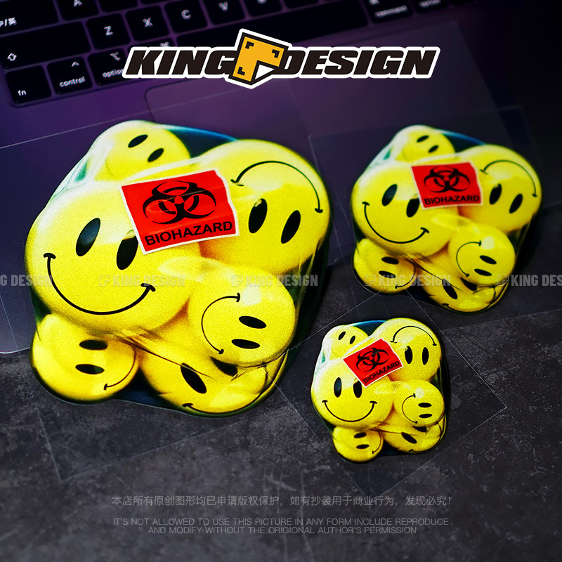 国王车贴 3D立体笑脸表情包贴纸 卡通个性微笑行李箱车窗反光贴画 - 图1