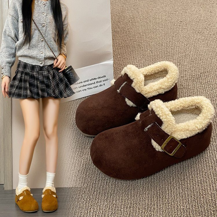 2026新款平底勃肯鞋女加绒保暖雪地棉鞋冬季新款毛毛鞋豆豆鞋,淘宝优惠券,粉丝福利购,淘宝优惠卷