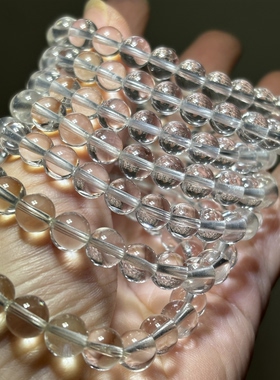 天然白水晶圆珠单圈7毫米手链基本无棉裂 随机发货