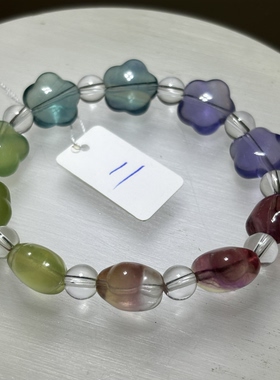 天然水晶手链女款萤石小花单圈手串饰品礼物一物一图