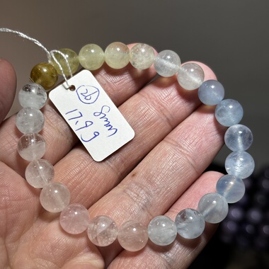 天然摩根石手链粉色蓝色绿色摩根手串女水晶饰品礼物 一物一图