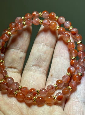 天然玛瑙手串 南红玛瑙6毫米diy双圈手链 随机发货