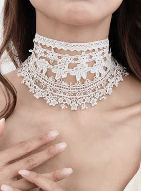 宽边气质遮疤痕肤粉色脖颈装饰