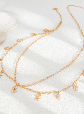 美人鱼海星扇贝十字链腰链