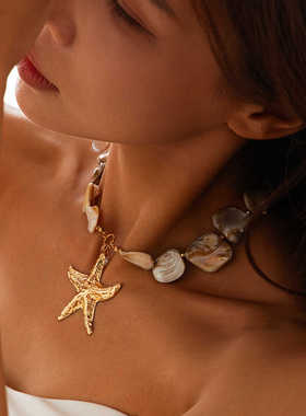 ins风高级贝壳百搭欧美项链珍珠