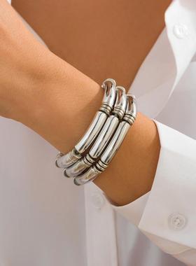 纯黄铜节节高手镯婚庆竹子手