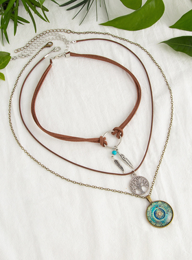 无注册商标绿色水晶吊坠项链